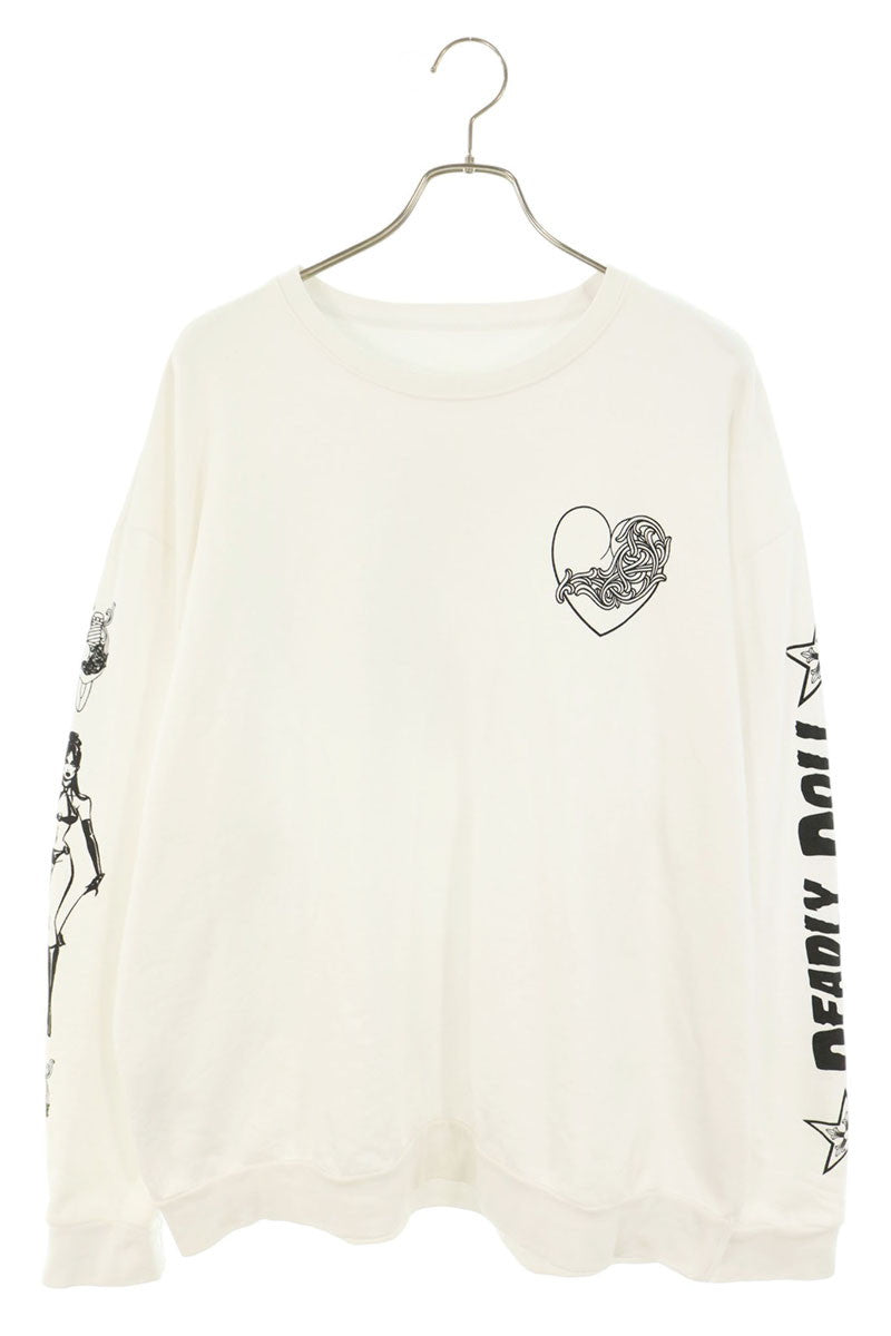 Chrome Hearts DEADLY DOLL Heart Sweatshirt White Size XL