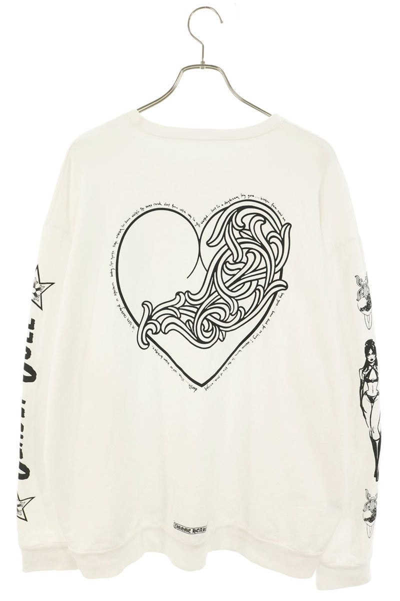 Chrome Hearts DEADLY DOLL Heart Sweatshirt White Size XL