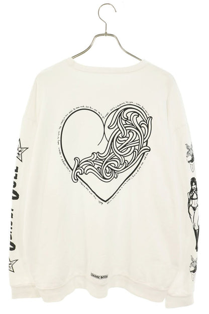 Chrome Hearts DEADLY DOLL Heart Sweatshirt White Size XL