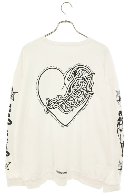 Chrome Hearts DEADLY DOLL Heart Sweatshirt White Size XL