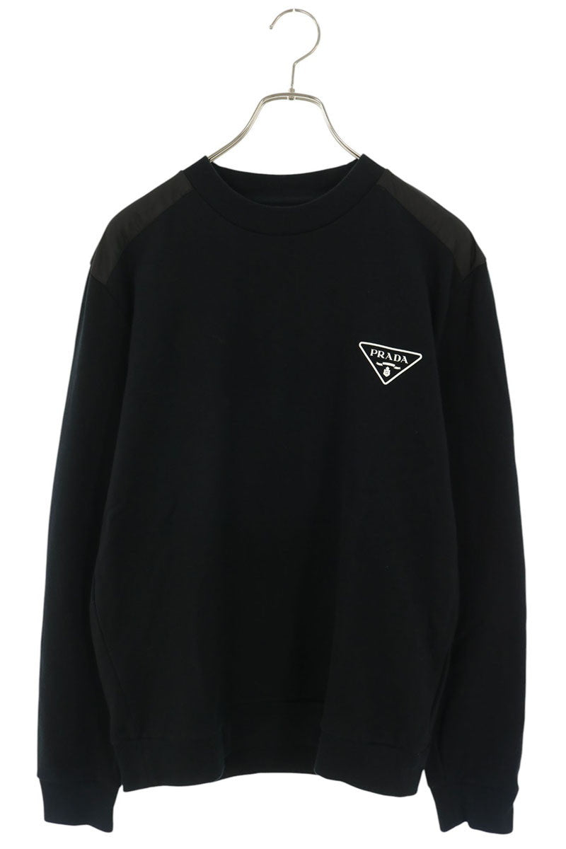 PRADA Logo Print Nylon Panel Crewneck Sweatshirt Size L