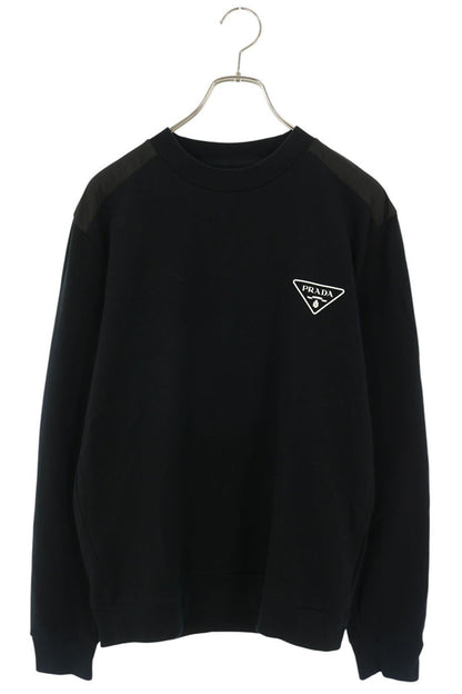 PRADA Logo Print Nylon Panel Crewneck Sweatshirt Size L