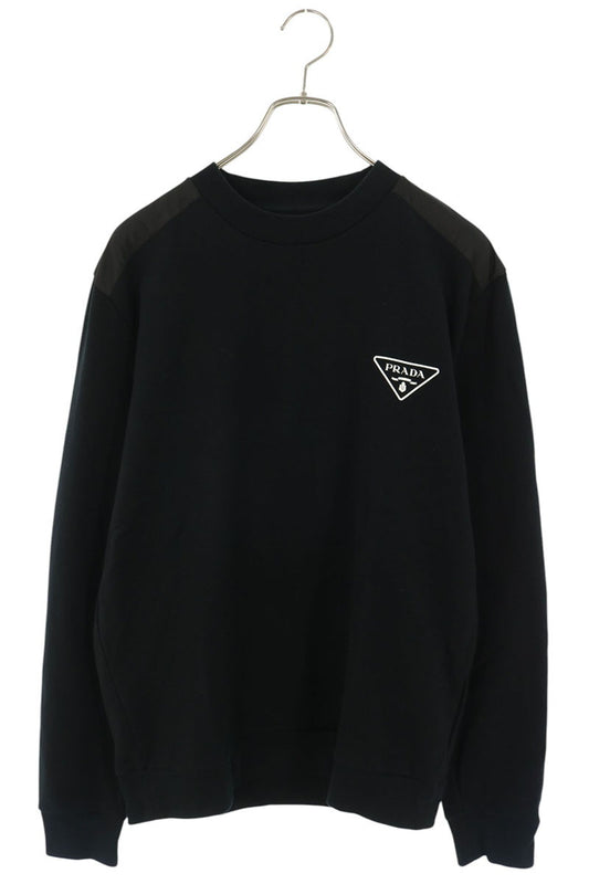 PRADA Logo Print Nylon Panel Crewneck Sweatshirt Size L