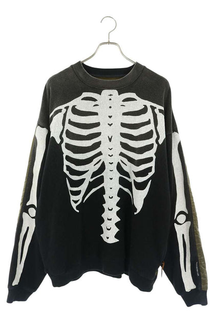 KAPITAL Nylon Bone Panel Sweat Black/Khaki Size 3