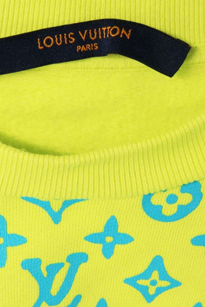 LOUISVUITTON Monogram Print Sweatshirt Yellow/Blue Size S