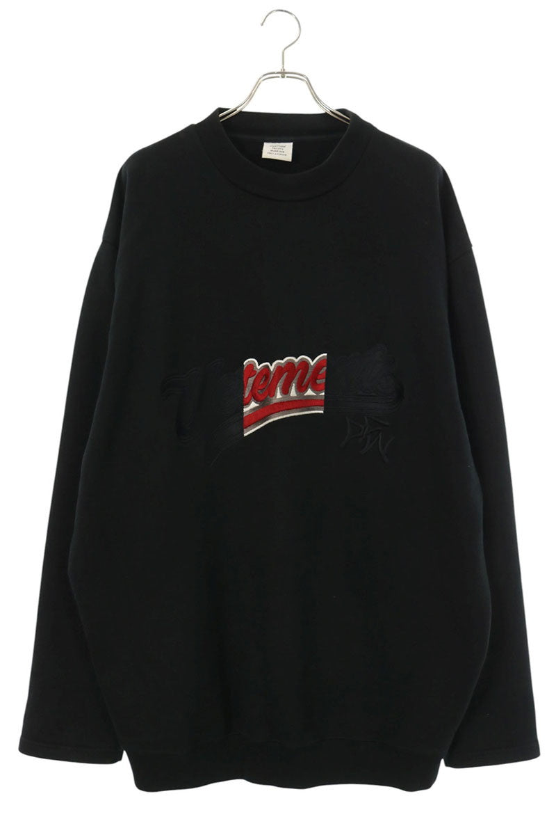 VETEMENTS 17AW Baseball Logo Sweatshirt Black Size M