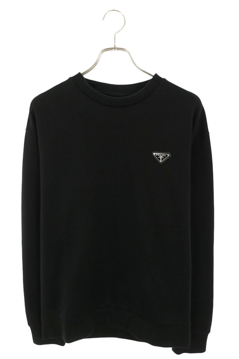 PRADA Triangle Logo Plate Technical Sweatshirt Black Size S