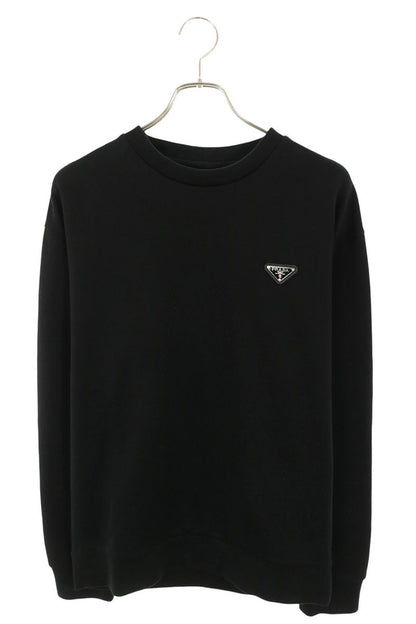 PRADA Triangle Logo Plate Technical Sweatshirt Black Size S
