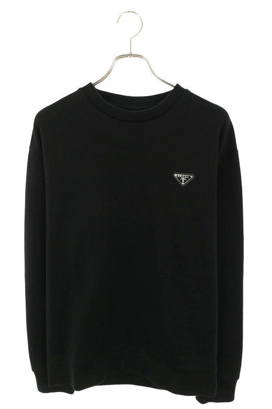 PRADA Triangle Logo Plate Technical Sweatshirt Black Size S