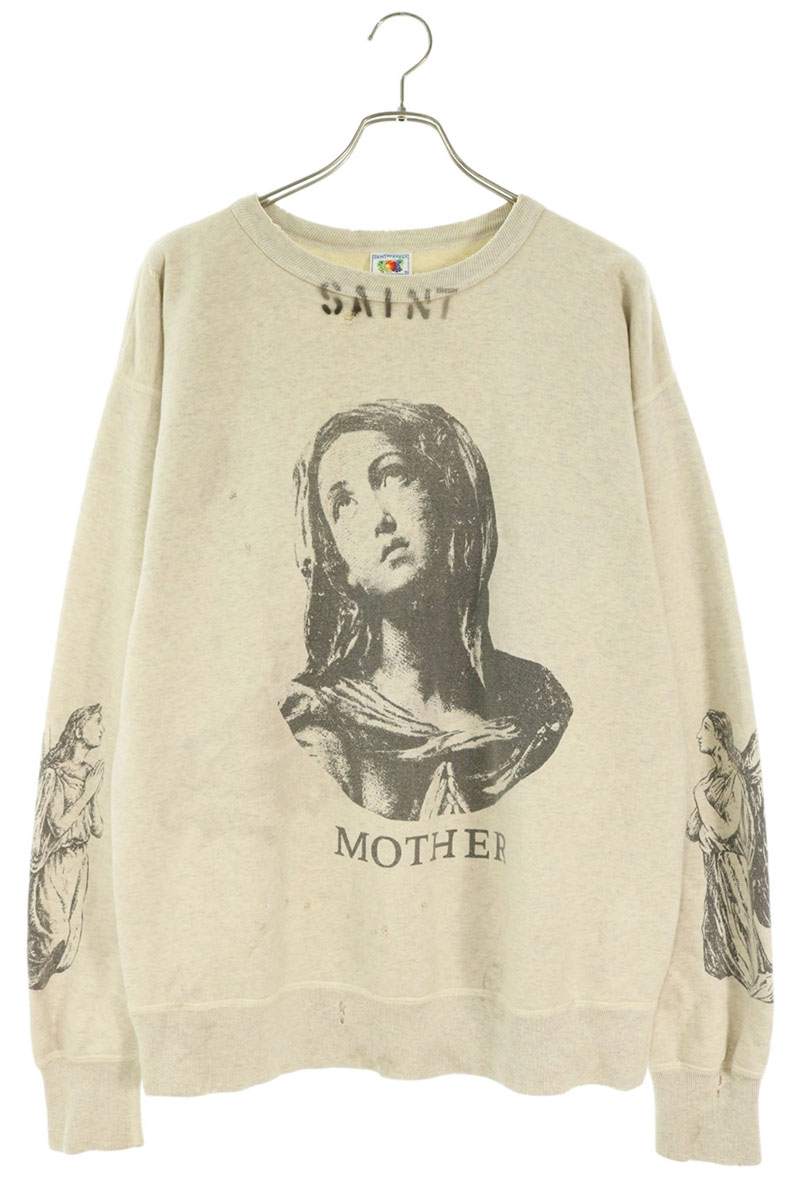 SAINT MICHAEL Mother Print Crewneck Black Sweatshirt Size L