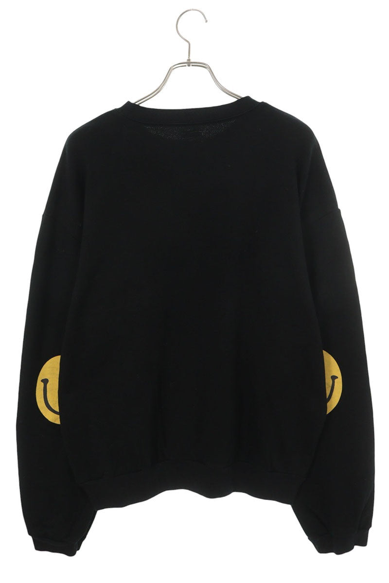 KAPITAL Smiley Print Crewneck Sweatshirt Black/Yellow Size 5