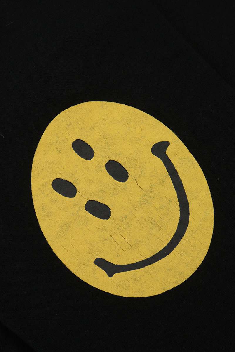 KAPITAL Smiley Print Crewneck Sweatshirt Black/Yellow Size 5