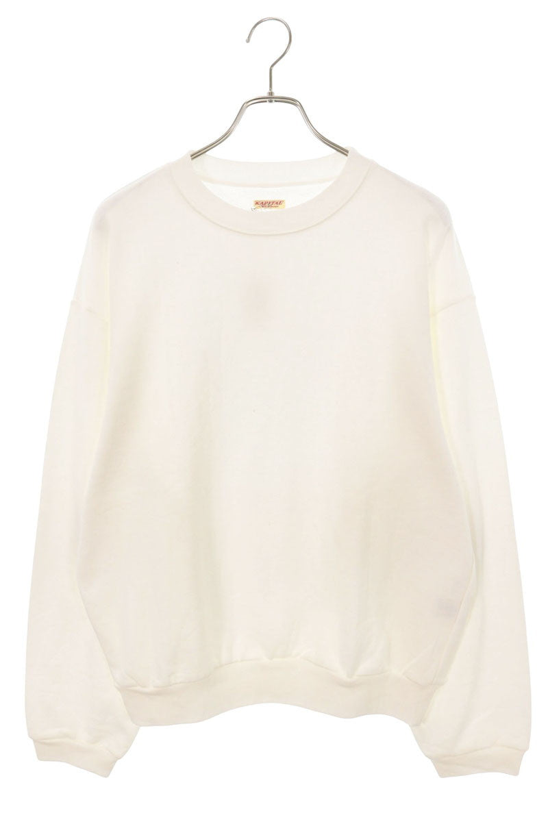 KAPITAL Elbow Smiley Print Sweatshirt White/Yellow Size 4