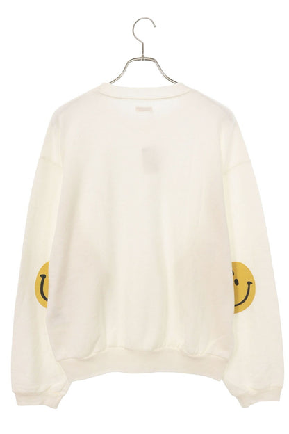 KAPITAL Elbow Smiley Print Sweatshirt White/Yellow Size 4