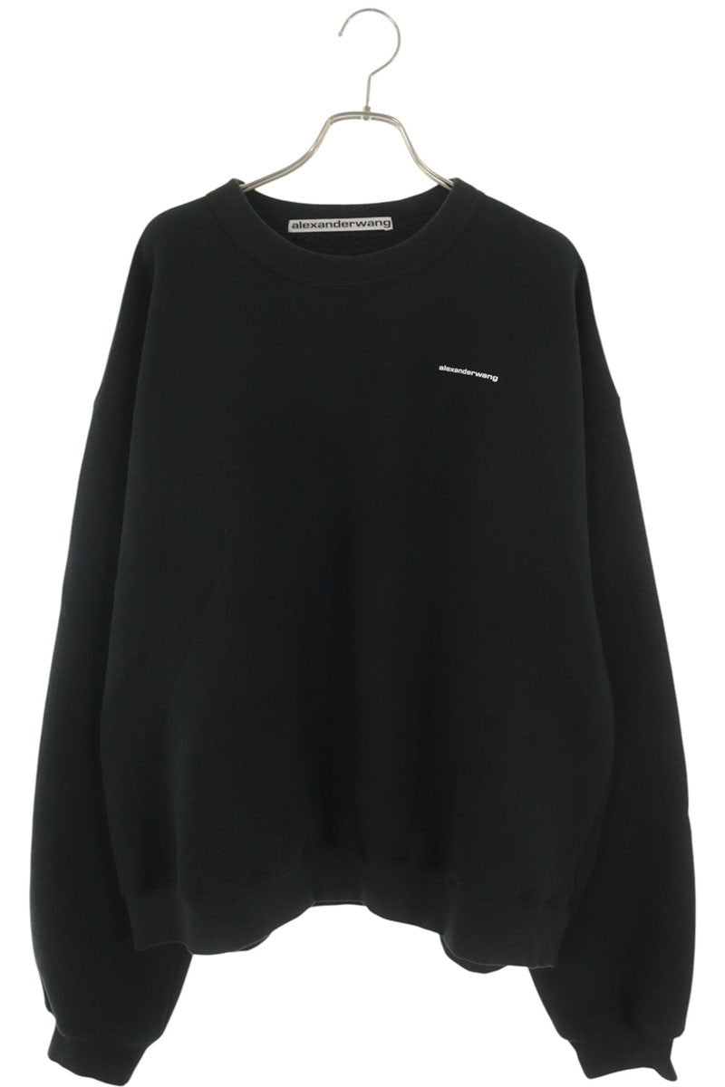 ALEXANDER WANG Logo Print Crewneck Sweatshirt Black Size XL