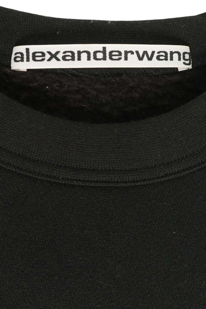 ALEXANDER WANG Logo Print Crewneck Sweatshirt Black Size XL