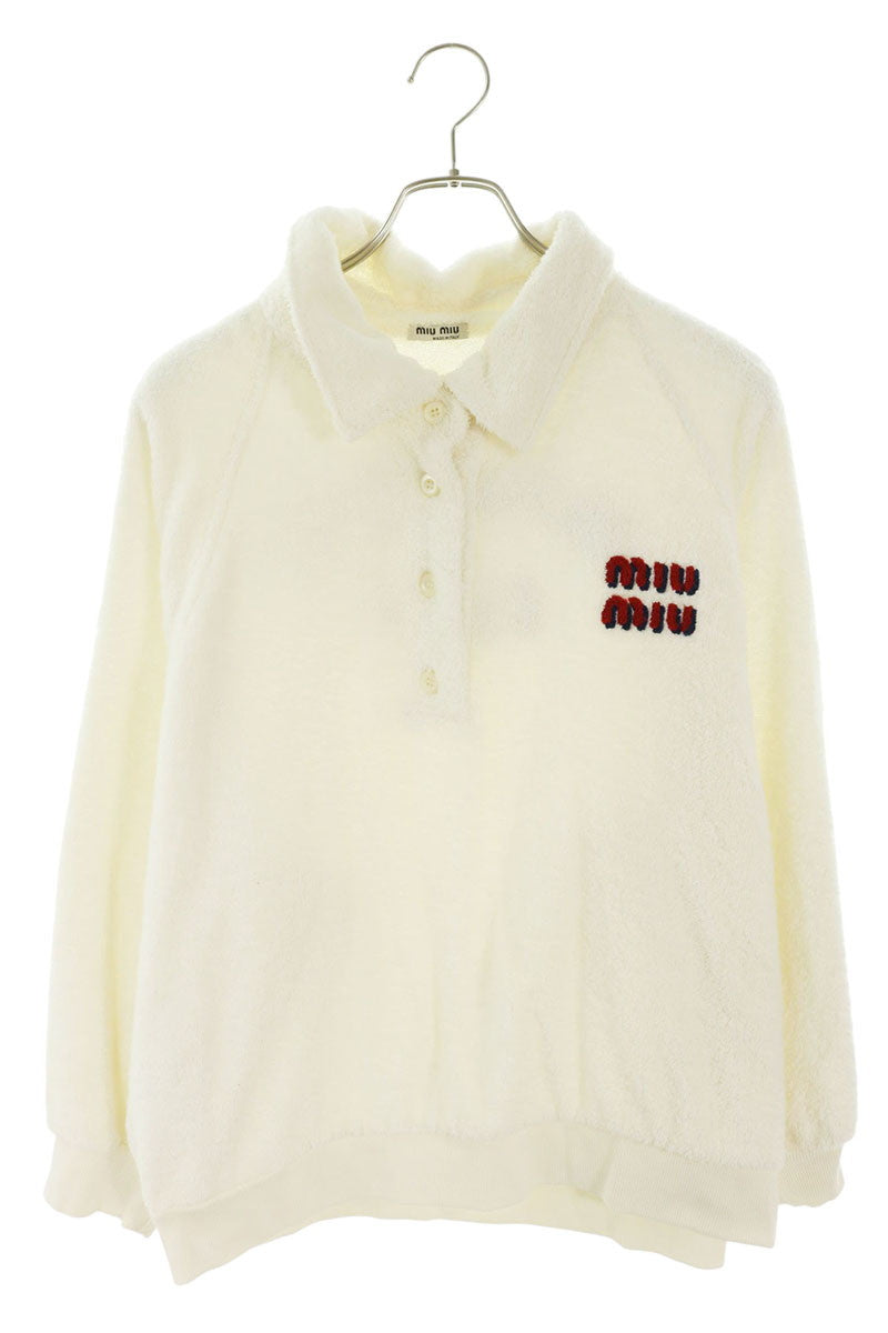 miumiu Front Logo Terry Cloth Sweatshirt White Size XS