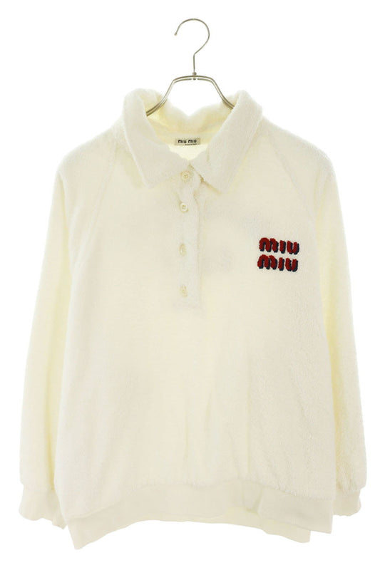 miumiu Front Logo Terry Cloth Sweatshirt White Size XS