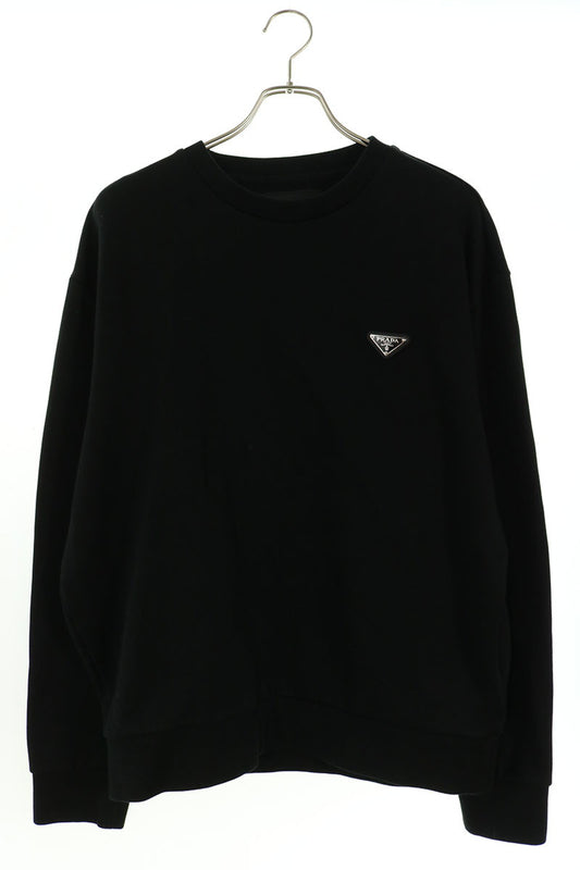 PRADA Triangle Logo Technical Cotton Sweatshirt Black Size L
