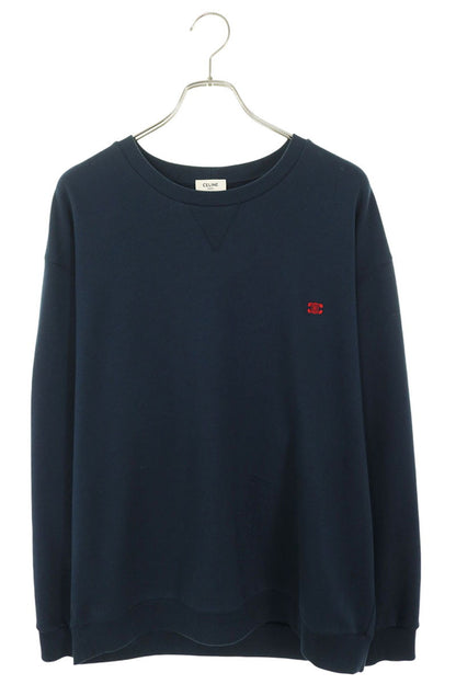 CELINE Triomphe Embroidery Loose Sweatshirt Navy Size M