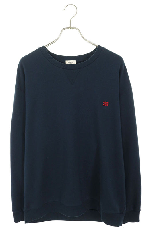 CELINE Triomphe Embroidery Loose Sweatshirt Navy Size M