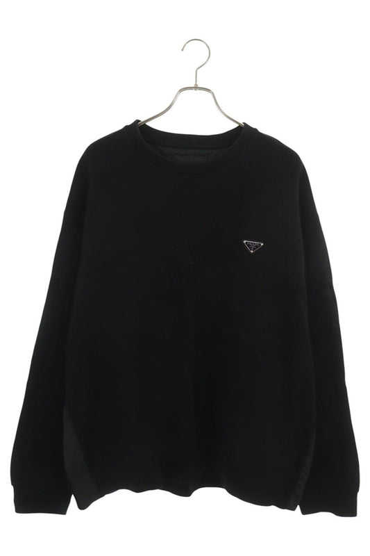 PRADA RE-NYLON Panel Triangle Logo Sweatshirt Black Size XL