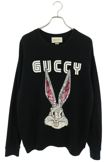 GUCCI Sequin Character Cotton Sweatshirt Black Size M