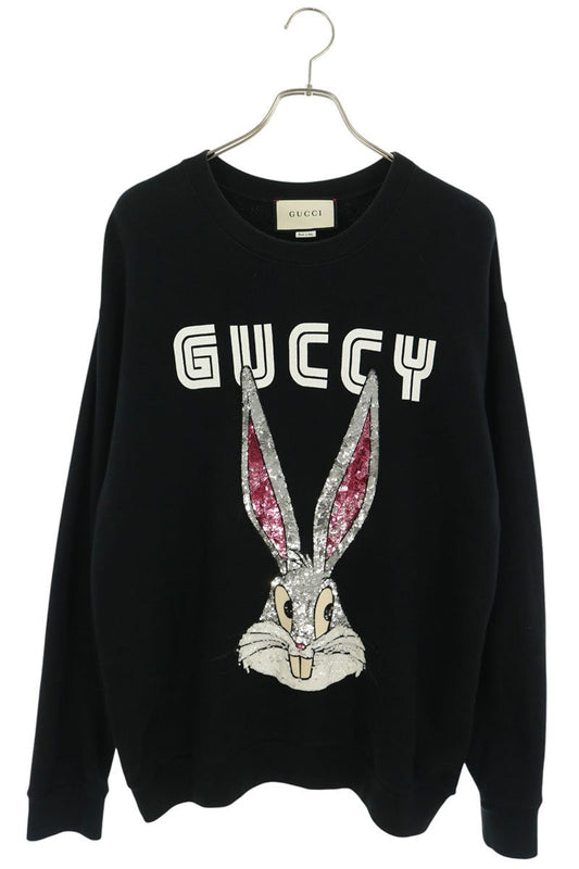 GUCCI Sequin Character Cotton Sweatshirt Black Size M