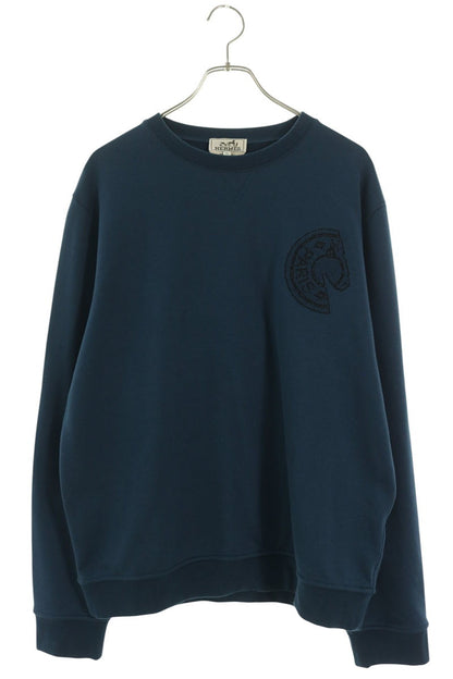HERMES Clou de Selle Patch Sweatshirt Navy Blue Size XL