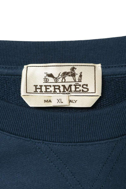 HERMES Clou de Selle Patch Sweatshirt Navy Blue Size XL