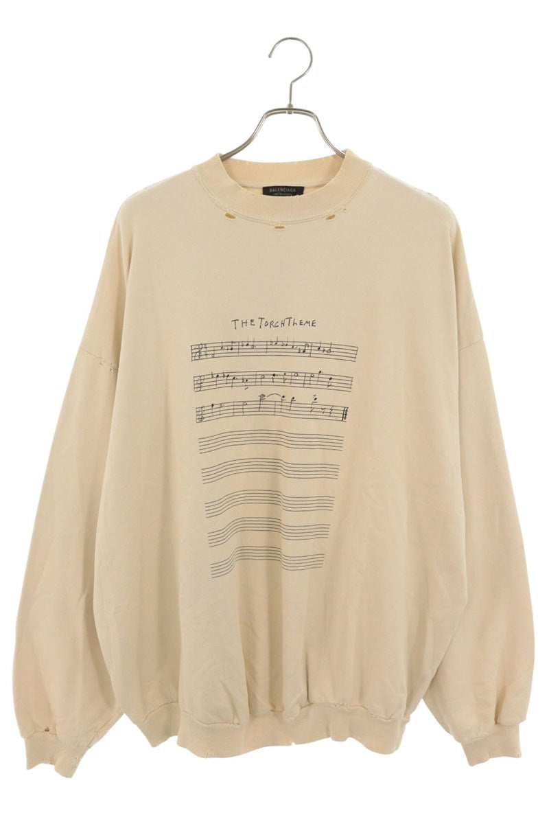 BALENCIAGA Distressed Sheet Sweatshirt Off-White Size 1