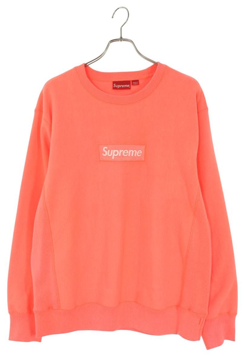 SUPREME 18AW Box Logo Crewneck Sweatshirt Pink Cotton Size L