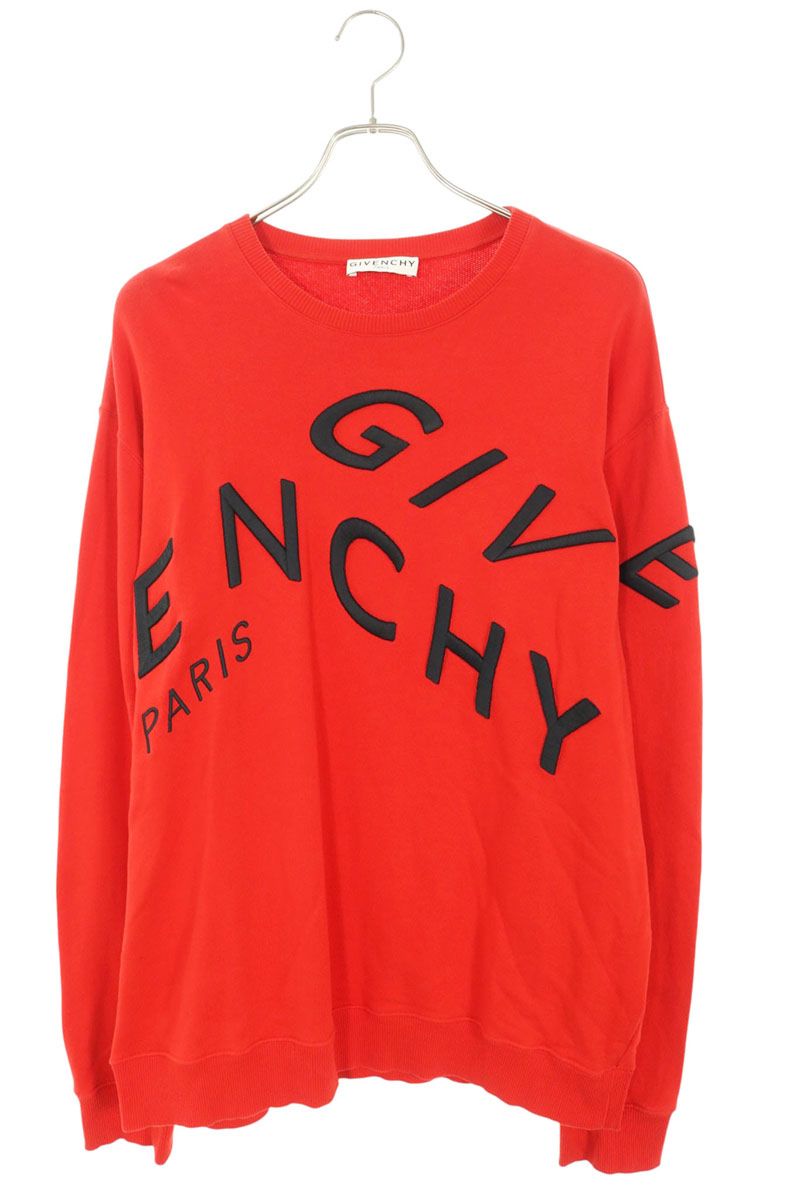 GIVENCHY Logo Embroidery Sweatshirt Red Size XL