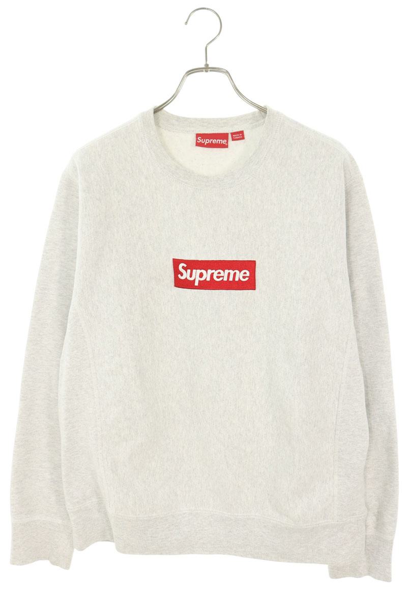 SUPREME 18AW Box Logo Crewneck Sweatshirt Gray Red Size M