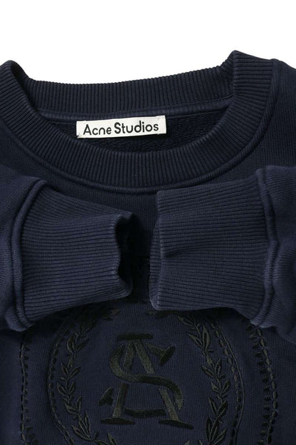 ACNE STUDIOS Logo Embroidery Crewneck Sweatshirt Navy Size M
