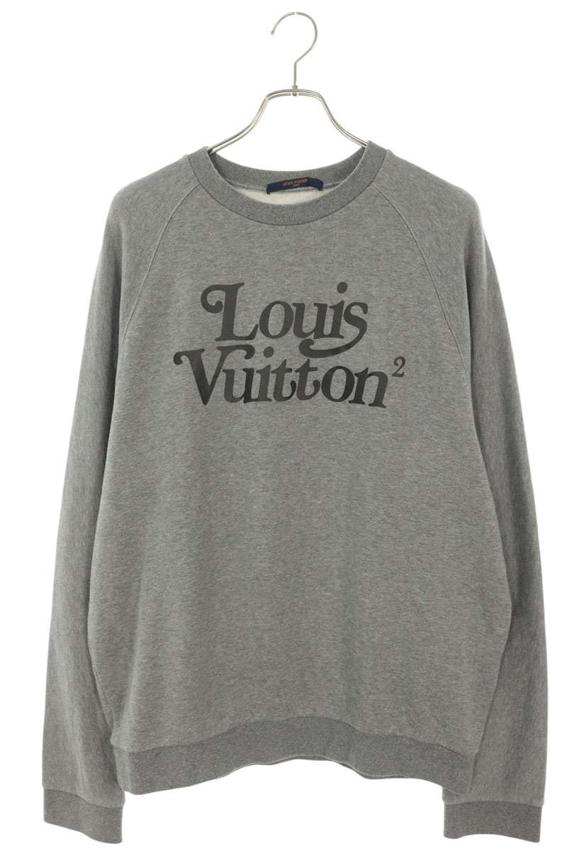 LOUISVUITTON Squared Logo Sweatshirt Gray Cotton Size L