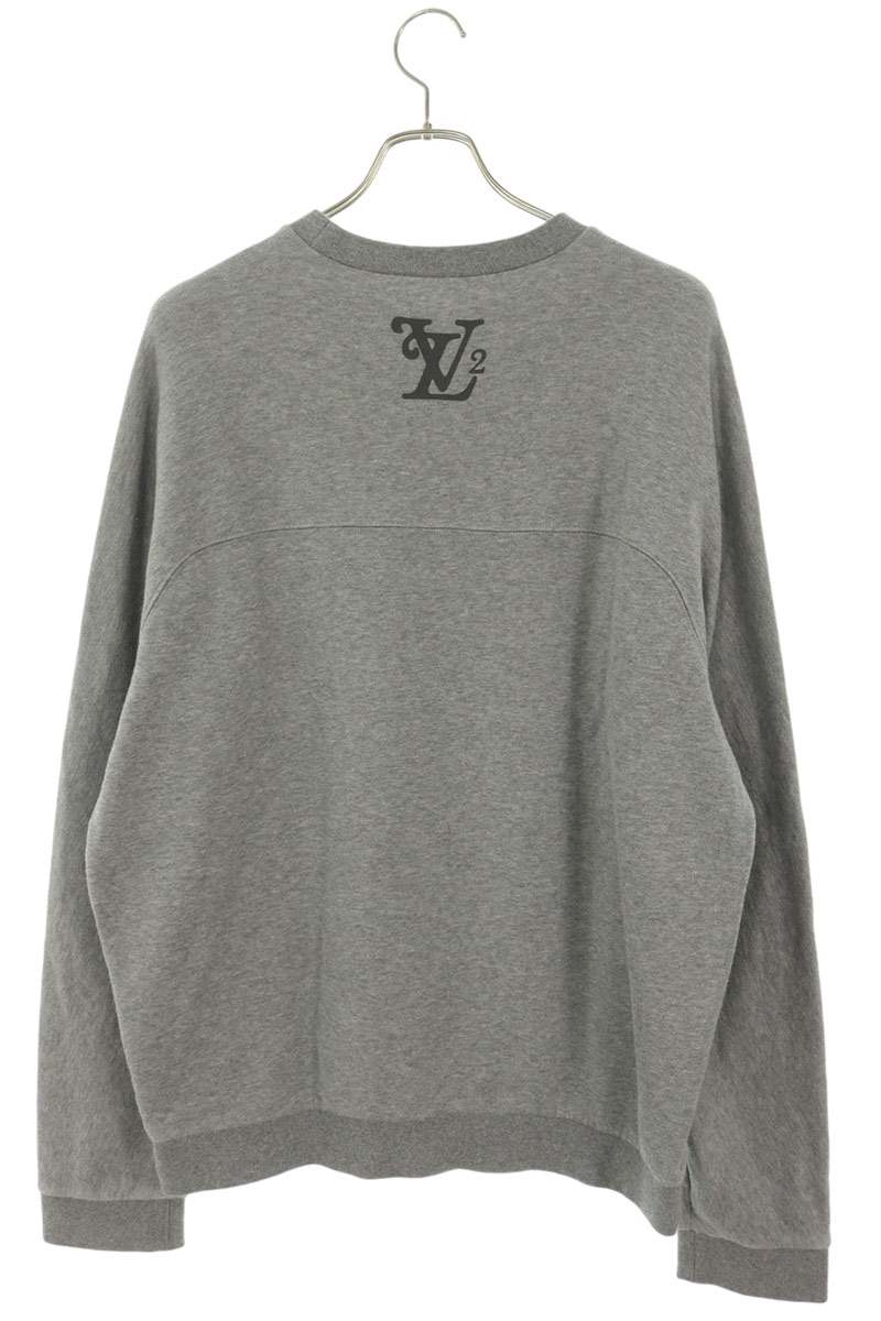 LOUISVUITTON Squared Logo Sweatshirt Gray Cotton Size L