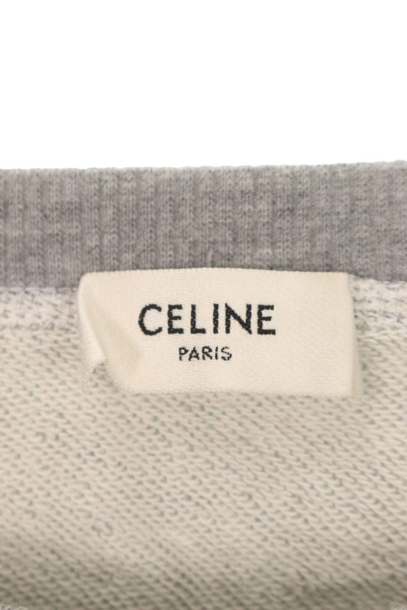 CELINE Logo Emblem Print Crewneck Sweatshirt Gray Size M