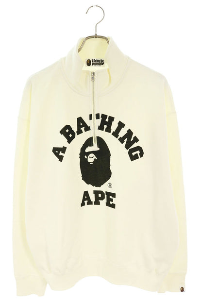 Bape A BATHING APE Logo Half-Zip Sweatshirt Off-White Size L