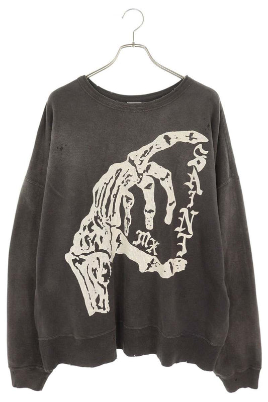 SAINT MICHAEL Vintage Bone Print Sweatshirt Black Size XXL