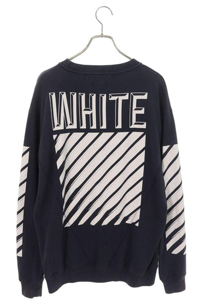 OFF-WHITE Bias Back Print Crewneck Sweatshirt Navy Size S