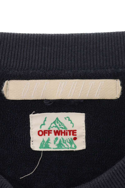 OFF-WHITE Bias Back Print Crewneck Sweatshirt Navy Size S