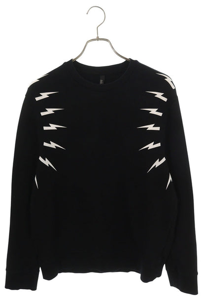Neil Barrett Thunder Print Crewneck Sweatshirt Black Size M