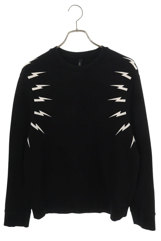 Neil Barrett Thunder Print Crewneck Sweatshirt Black Size M