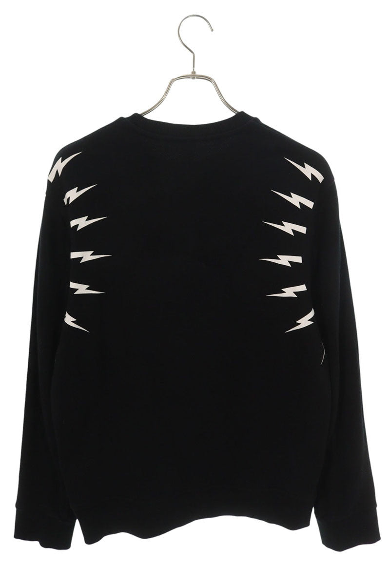 Neil Barrett Thunder Print Crewneck Sweatshirt Black Size M