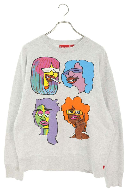 SUPREME 17AW Gonz Heads Crewneck Sweatshirt Gray Size M