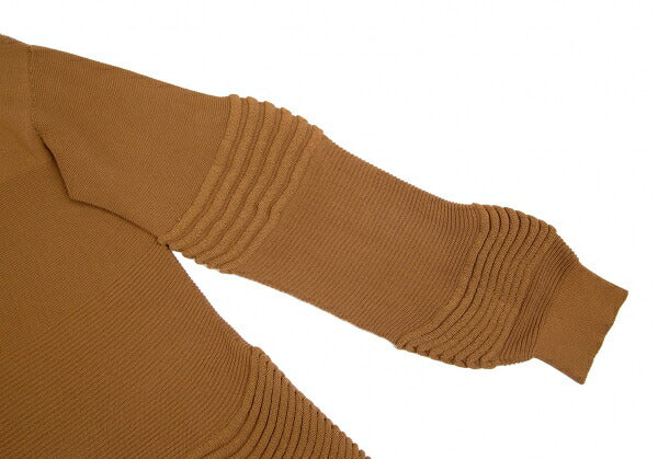 ISSEY MIYAKE Rib High Neck Paneled Knit Sweater Brown Size 2
