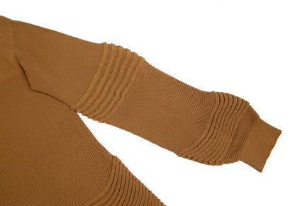 ISSEY MIYAKE Rib High Neck Paneled Knit Sweater Brown Size 2