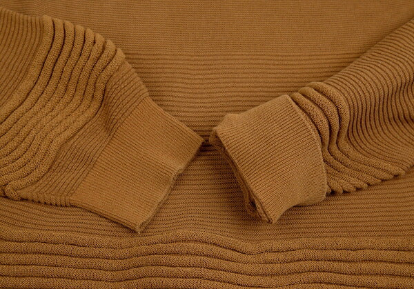 ISSEY MIYAKE Rib High Neck Paneled Knit Sweater Brown Size 2