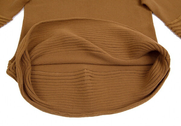 ISSEY MIYAKE Rib High Neck Paneled Knit Sweater Brown Size 2